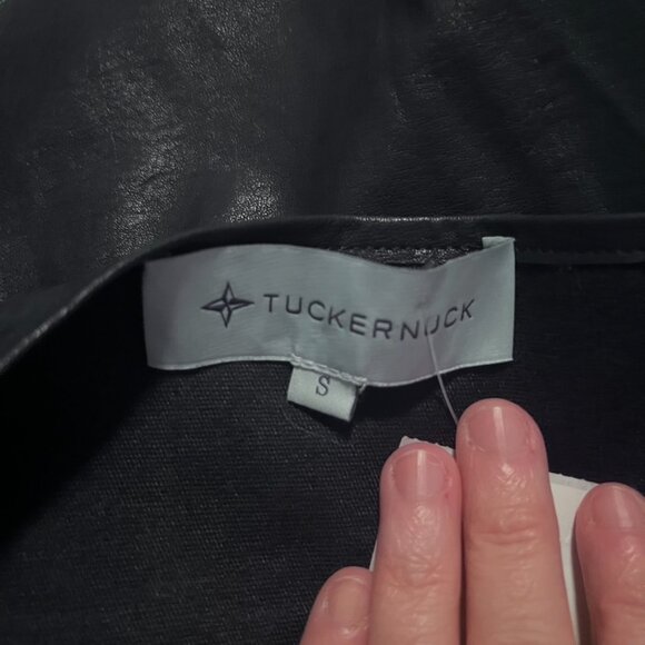 Tuckernuck Women's Black Faux Leather Top Size S - Picture 3 of 3